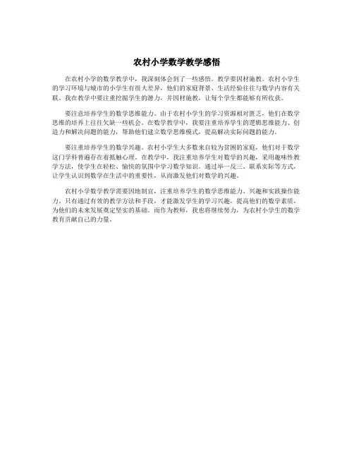 农村小学数学教学感悟