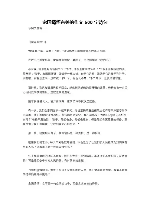 家国情怀有关的作文600字诗句