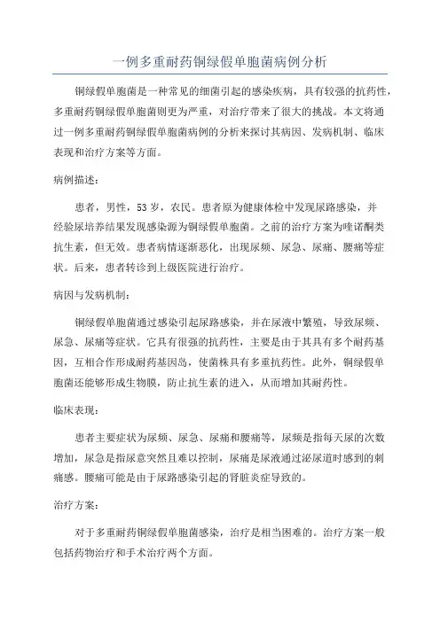 一例多重耐药铜绿假单胞菌病例分析