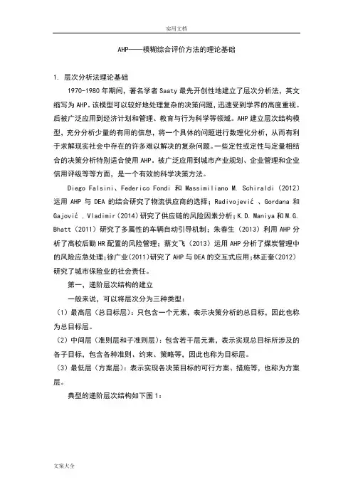 AHP——模糊综合评价与衡量方法地理论基础