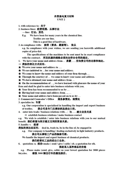 外贸函电复习材料