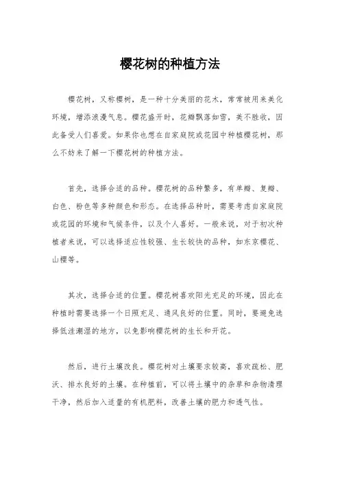 樱花树的种植方法