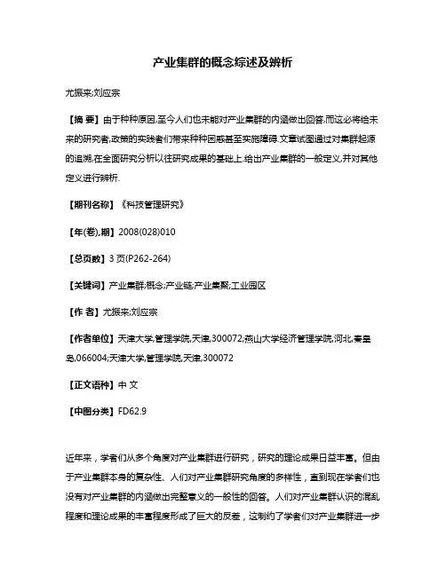 产业集群的概念综述及辨析