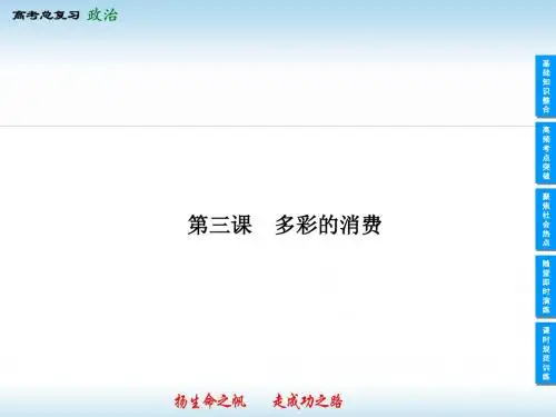 2020届高考政治大一轮复习《经济生活》精品课件：第3课 多彩的消费(必修1)