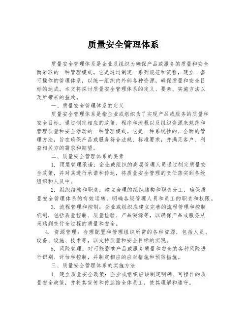 质量安全管理体系