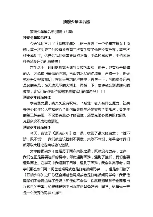 顶碗少年读后感