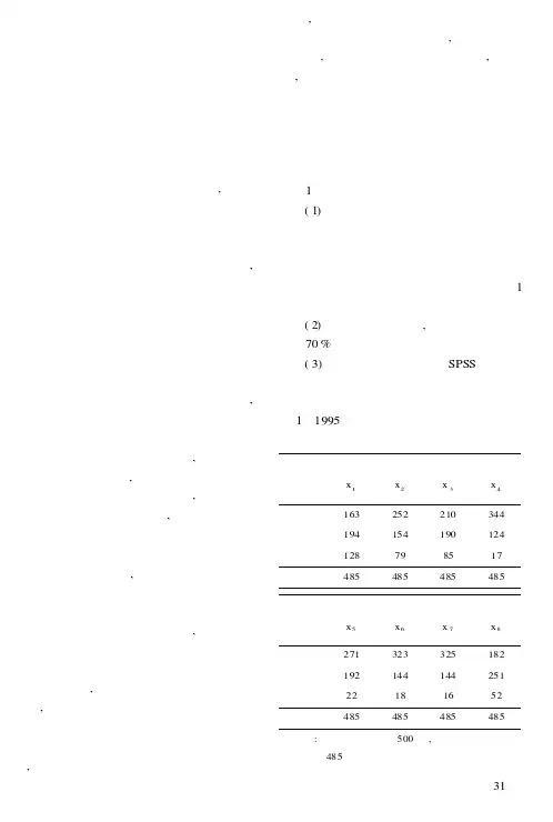 问卷调查结果的因子分析