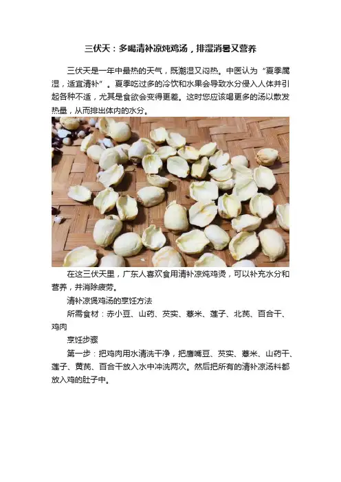 三伏天：多喝清补凉炖鸡汤，排湿消暑又营养