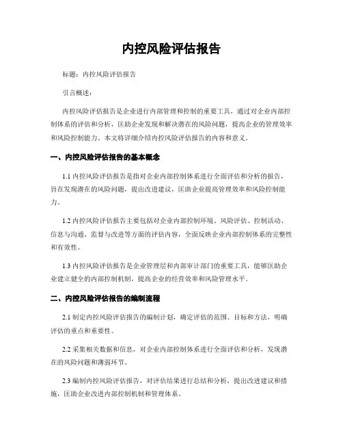 内控风险评估报告