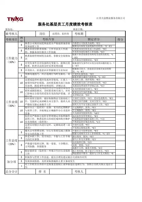 秩序维护员考核表