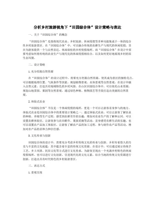 分析乡村旅游视角下“田园综合体”设计策略与表达