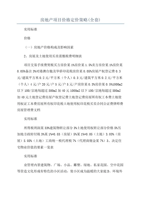 房地产项目价格定价策略(全套)