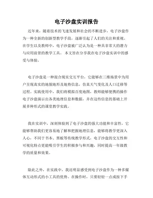 电子沙盘实训报告