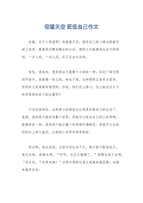 仰望天空 贬低自己作文