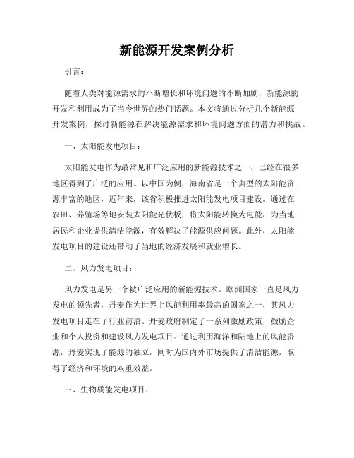 新能源开发案例分析