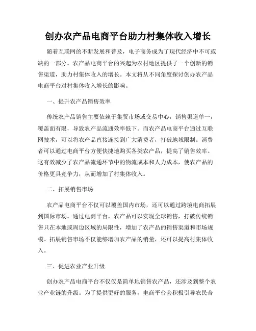 创办农产品电商平台助力村集体收入增长