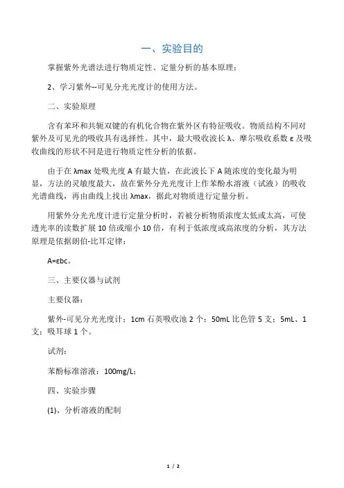 11-紫外分光光度法测定苯酚标准曲线