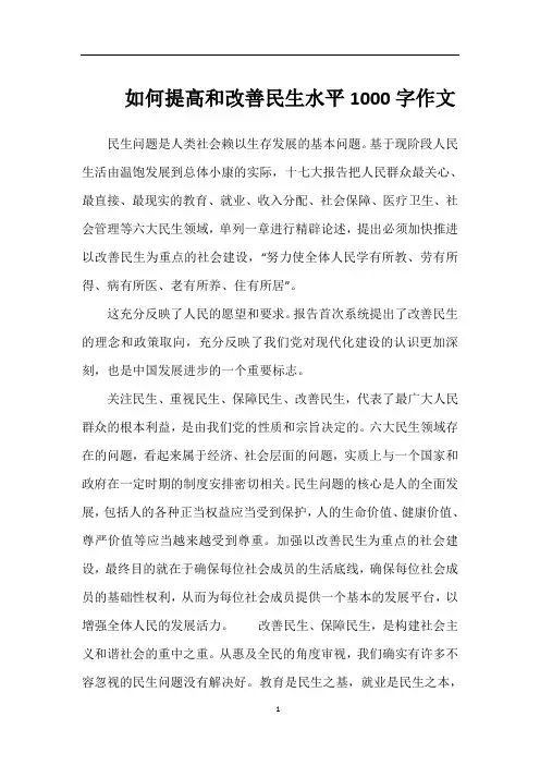 如何提高和改善民生水平1000字作文