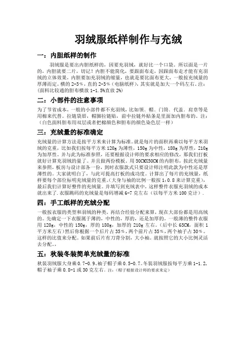 羽绒服纸样制作与充绒