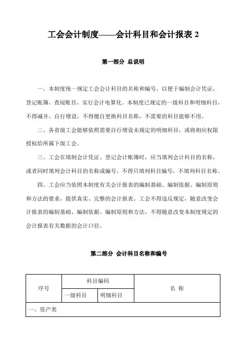 工会会计制度——会计科目和会计报表2