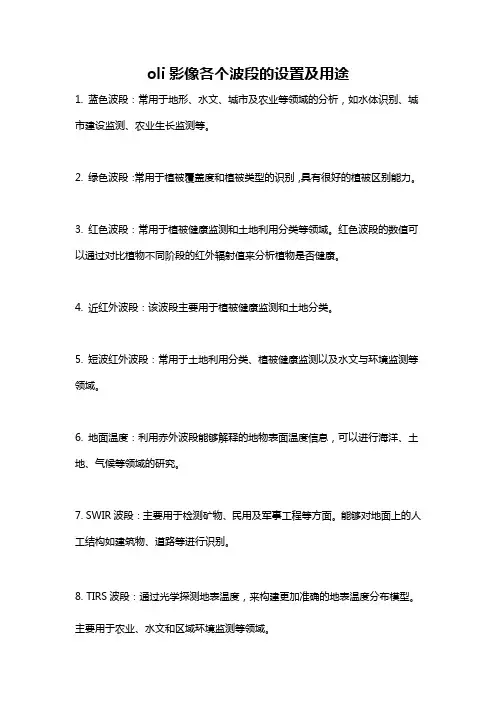 oli影像各个波段的设置及用途