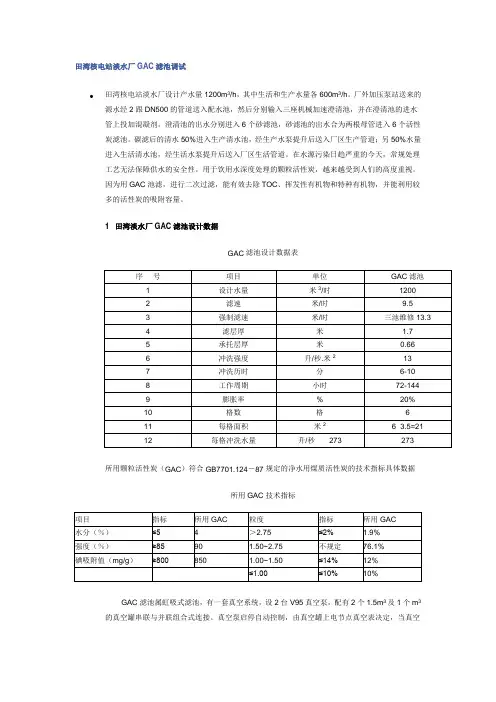 核电站淡水厂gac滤池调试方案