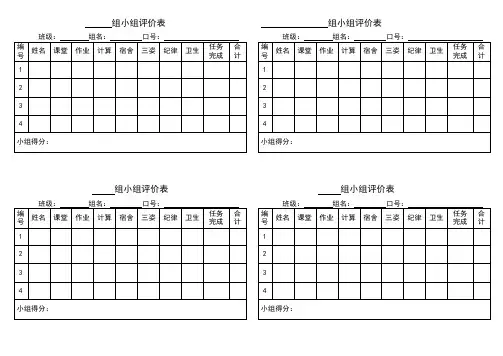 小学生班级管理小组评价表