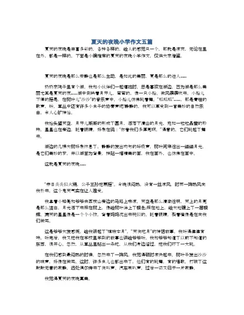 夏天的夜晚小学作文五篇