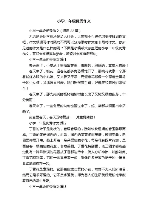 小学一年级优秀作文（通用22篇）