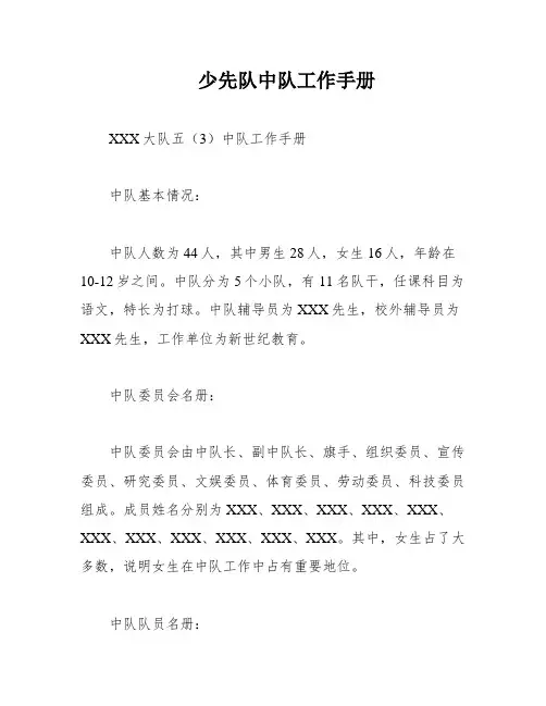 少先队中队工作手册