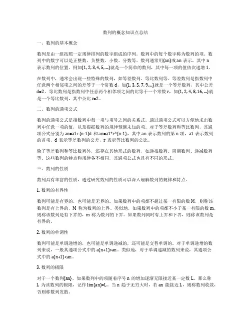 数列的概念知识点总结