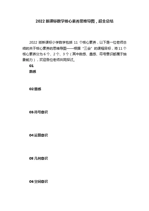 2022新课标数学核心素养思维导图，超全总结