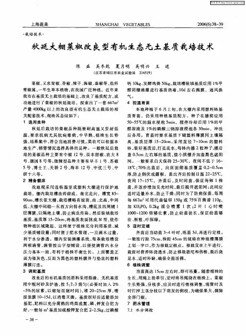 秋延大棚菜椒改良型有机生态无土基质栽培技术
