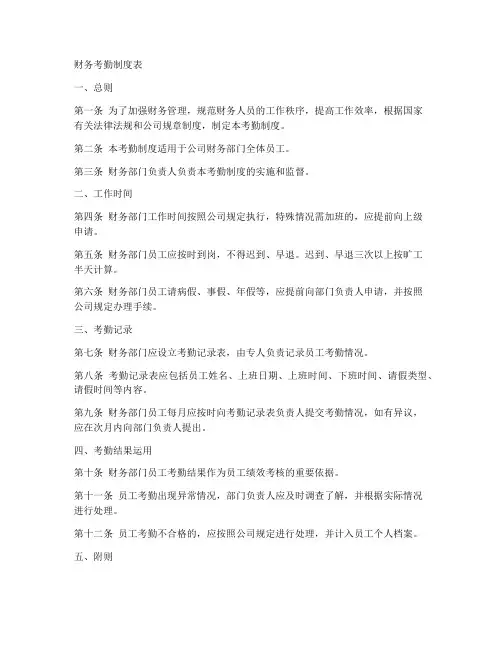 财务考勤制度表