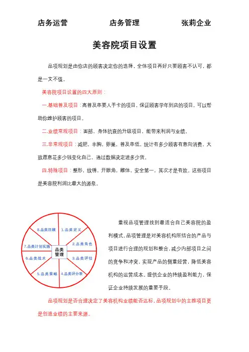 美容院项目设置
