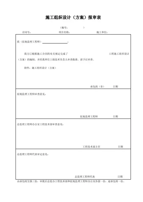 施工组织设计(方案)报审表