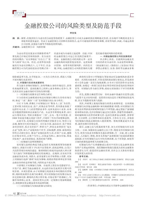 金融控股公司的风险类型及防范手段