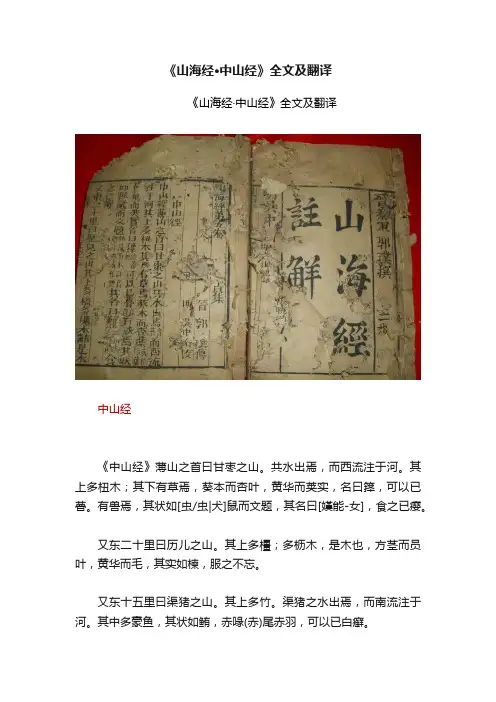 《山海经·中山经》全文及翻译
