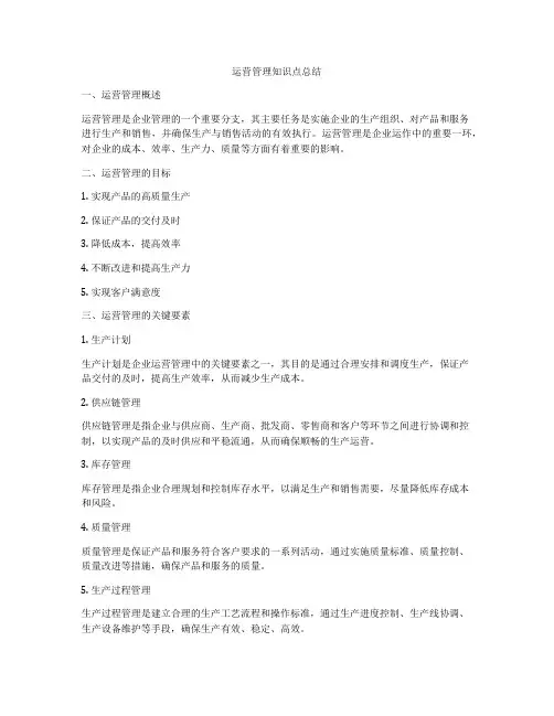 运营管理知识点总结