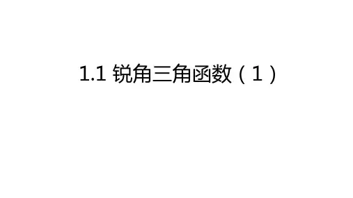 浙教版九年级下册 1.1 锐角三角函数 课件(共27张PPT)