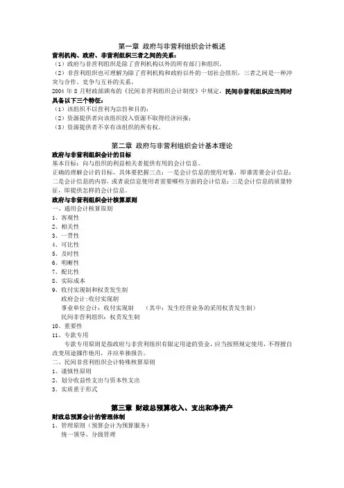 政府与非盈利组织重点