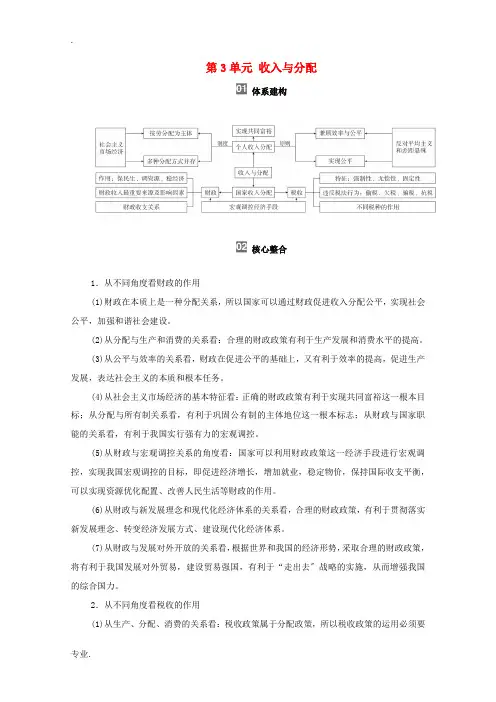 高考政治一轮复习 模块1 经济生活 第3单元 收入与分配 单元综合提升教学案-人教版高三全册政治教学