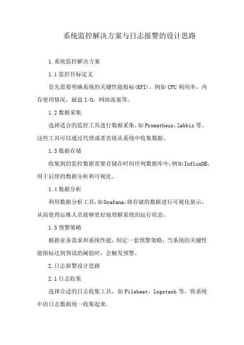 系统监控解决方案与日志报警的设计思路