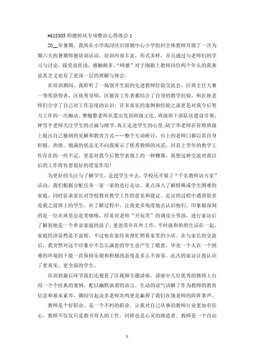 最新师德师风专项整治个人心得体会5篇
