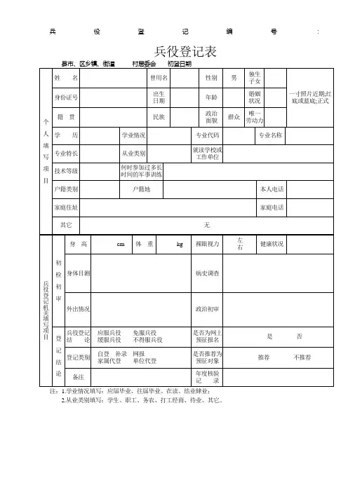 兵役登记表