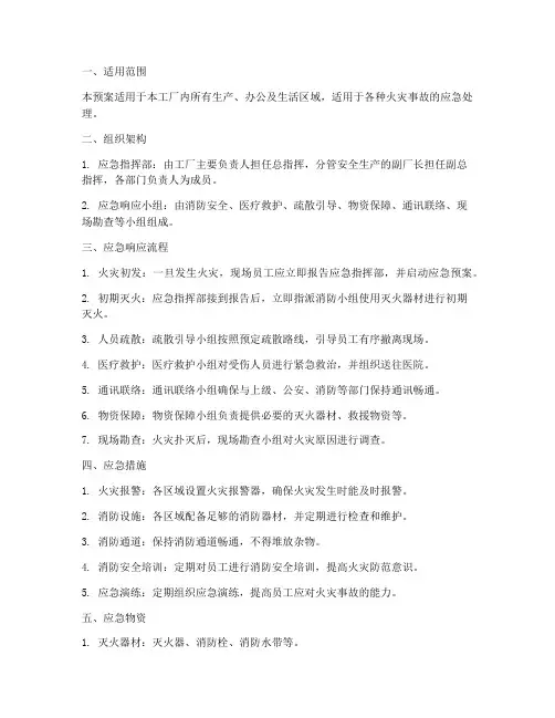 工厂通用消防应急预案范本