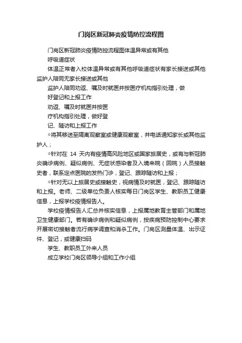 门岗区新冠肺炎疫情防控流程图