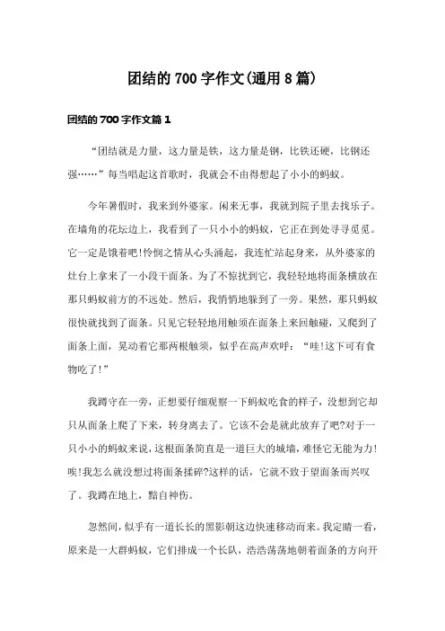 团结的700字作文(通用8篇)