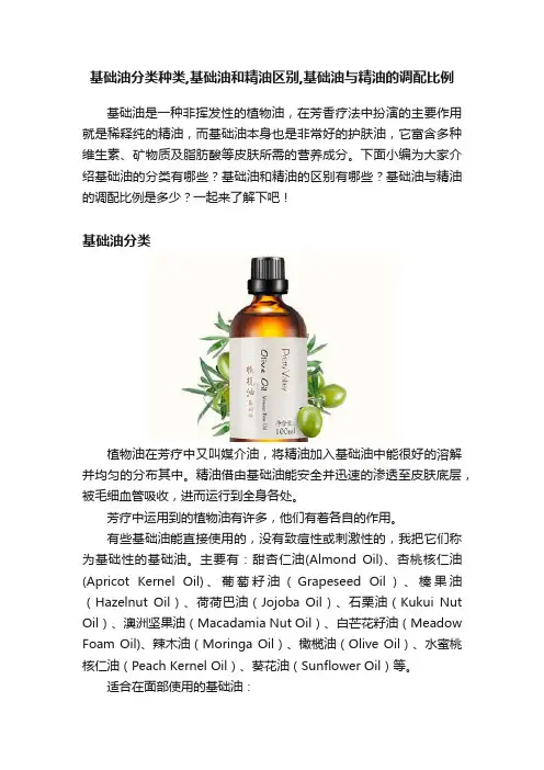 基础油分类种类,基础油和精油区别,基础油与精油的调配比例