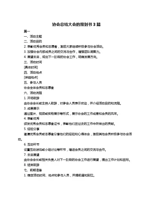 协会总结大会的策划书3篇